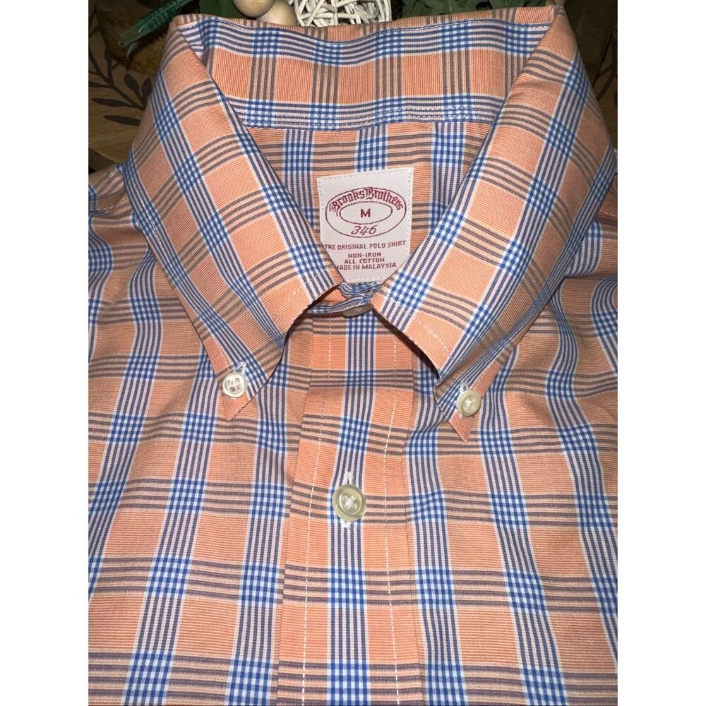 Brooks Brothers 346 Men's orange Patterned Button-Down Shirt Size Medium NWOT co